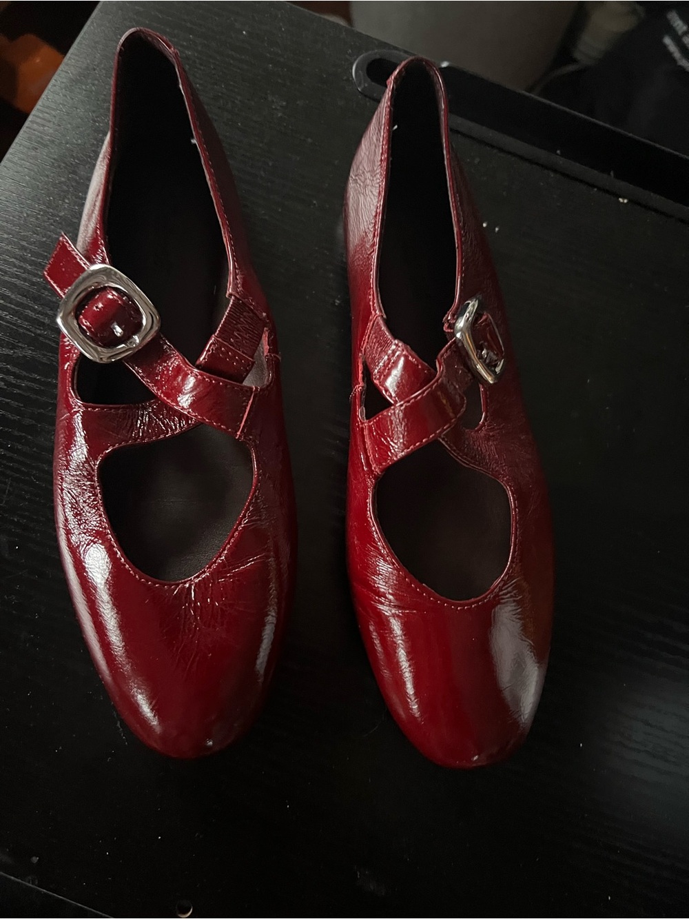 Madewell The Remy Crisscross Mary Jane Flat Patent Burgundy SZ 8 Excellent